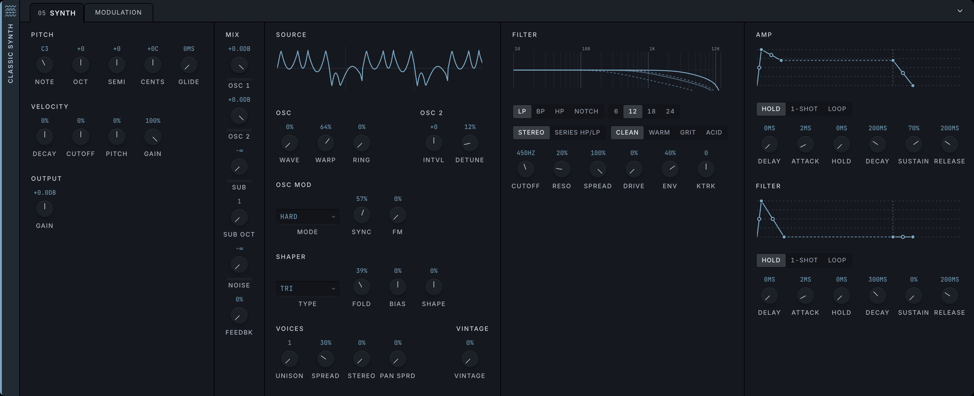 classic synth in the app